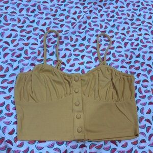 Forever 21 Mustard Buttoned Crop Top